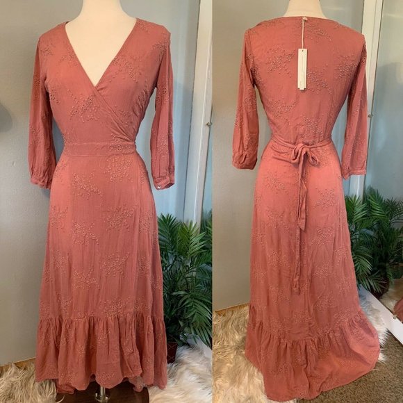 lovestitch Dresses & Skirts - women’s S Cottagecore wrap dress Mauve Pink eyelet